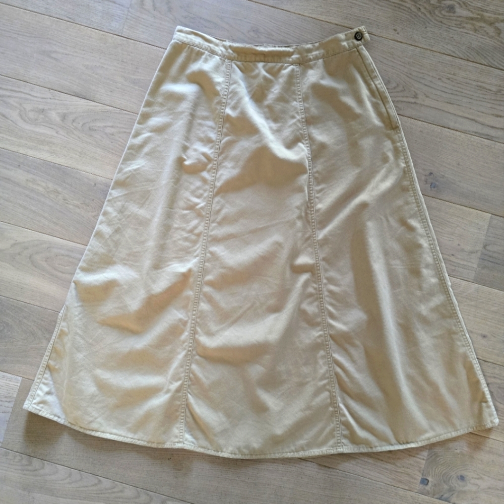 LL Bean khaki midi/maxi paneled skirt. Size 12 Pet (fits like a M)